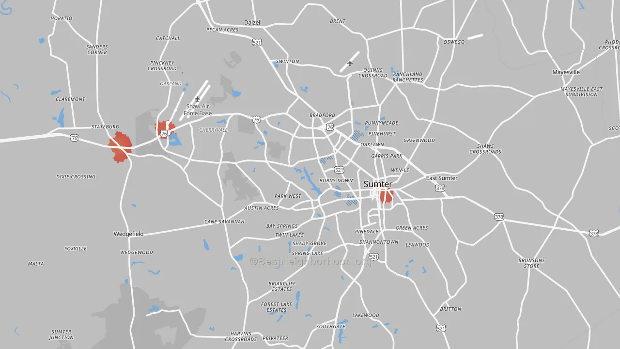 Transit Grade map of Sumter County, SC