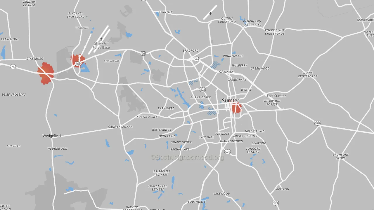 Transit Grade map of Sumter, SC