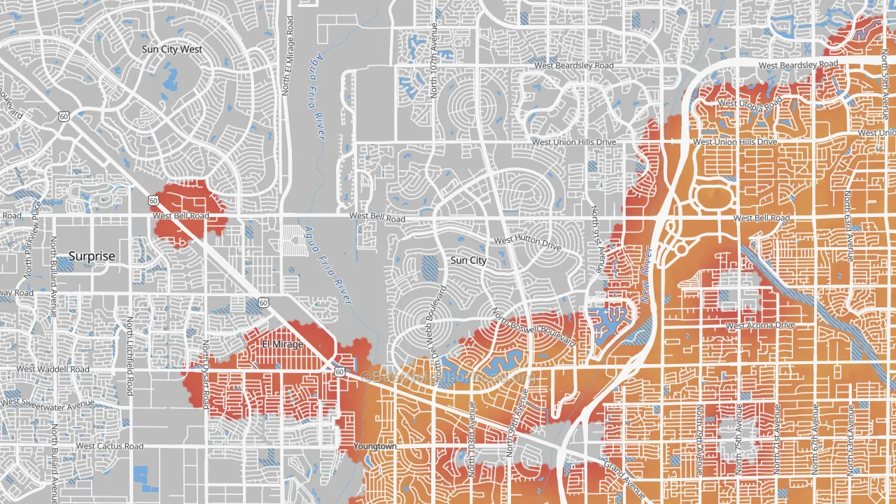 Transit Grade map of Sun City, AZ
