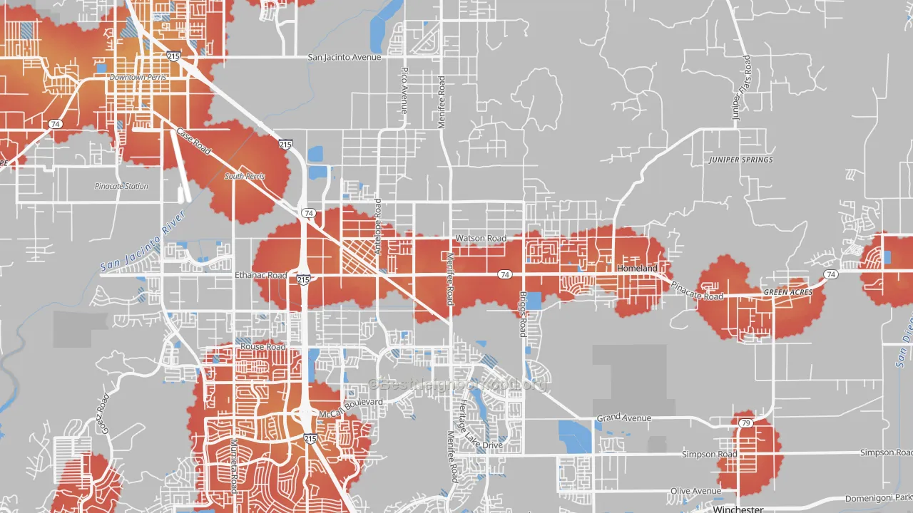 Transit Grade map of Sun City, CA