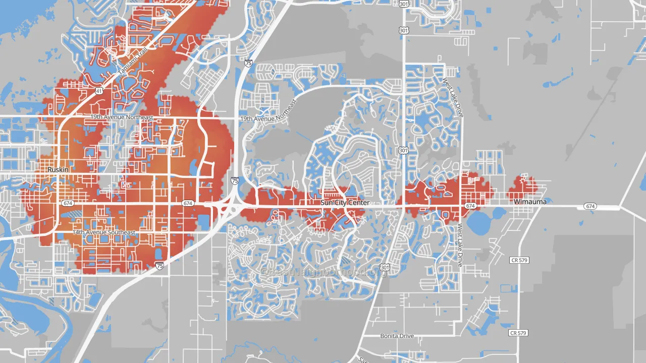 Transit Grade map of Sun City Center, FL
