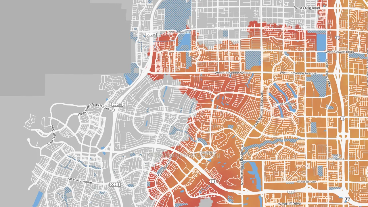 Transit Grade map of Sun City Summerlin, Las Vegas, NV