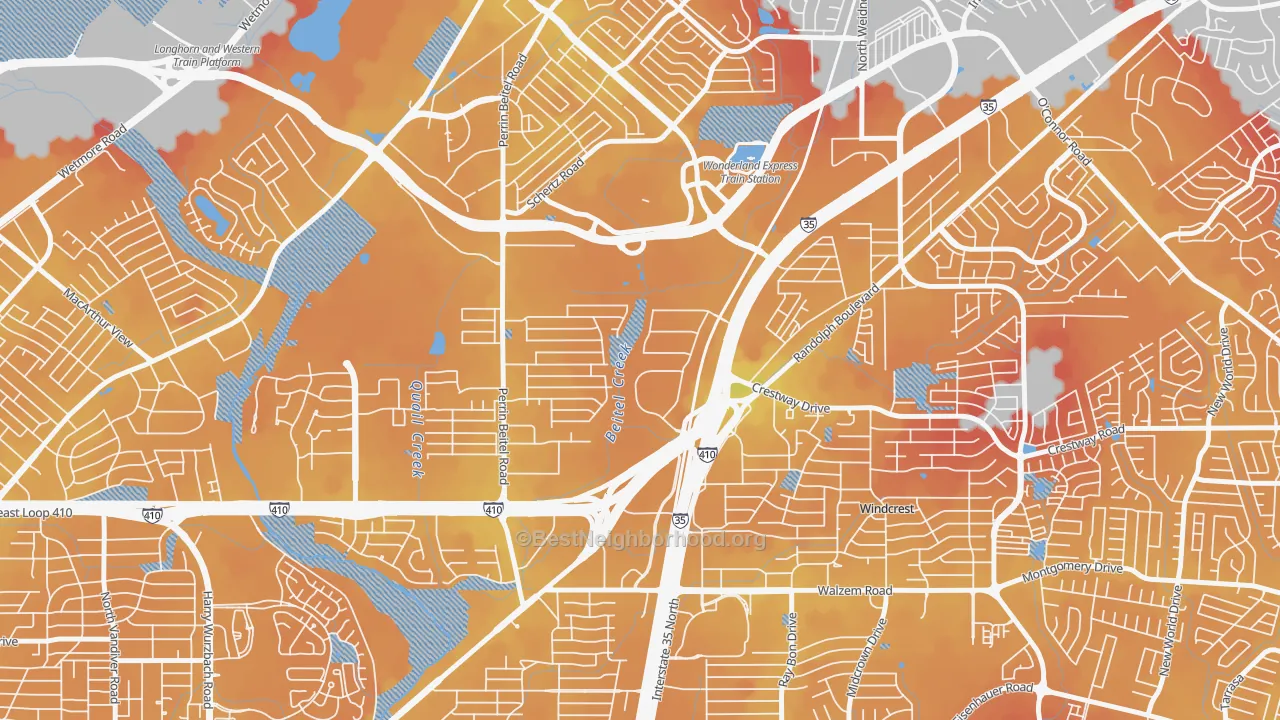 Transit Grade map of Sun Gate, San Antonio, TX