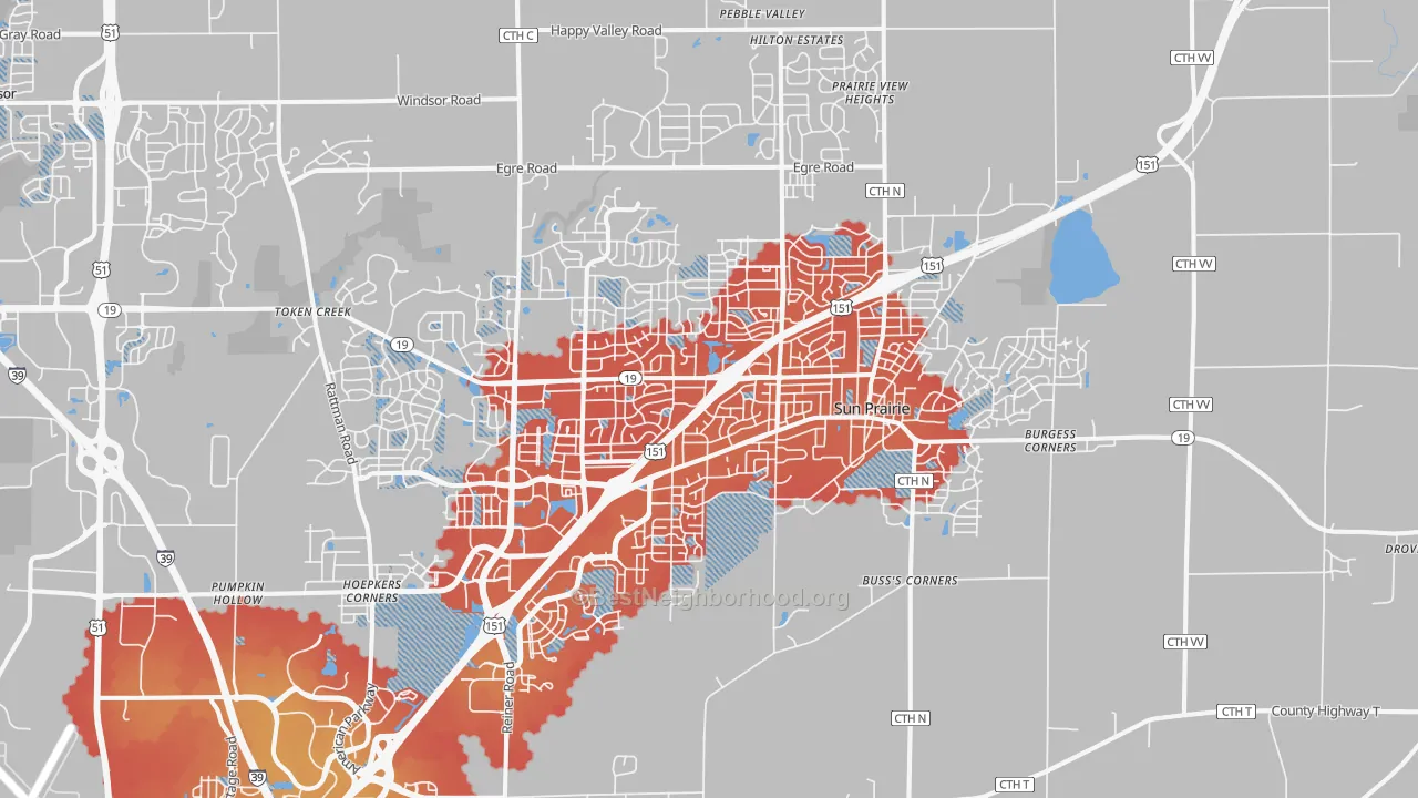 Transit Grade map of Sun Prairie, WI