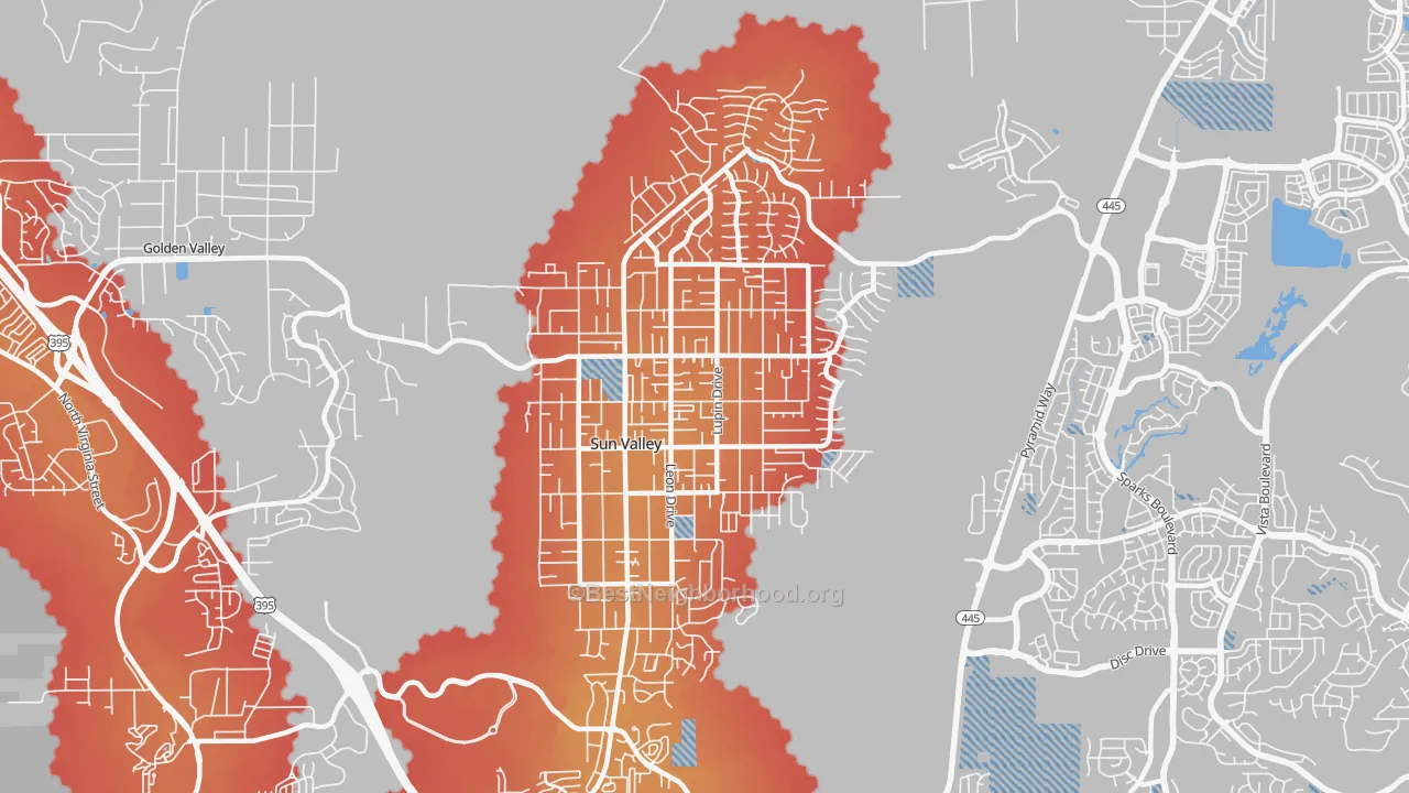 Transit Grade map of Sun Valley, NV