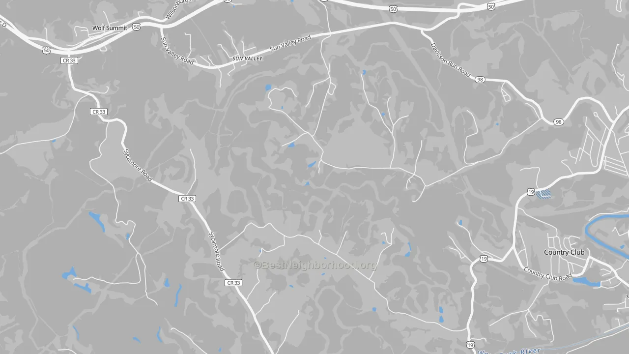 Transit Grade map of Sun Valley, WV