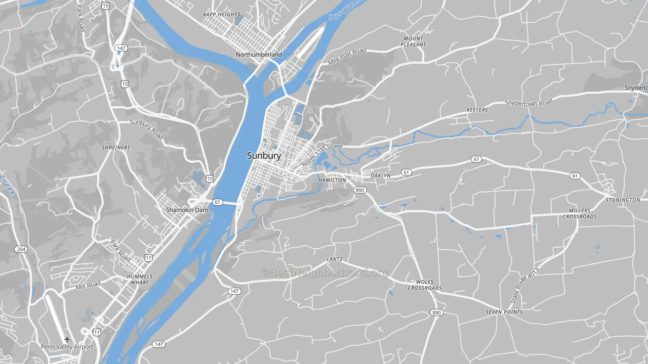 Transit Grade map of Sunbury, PA