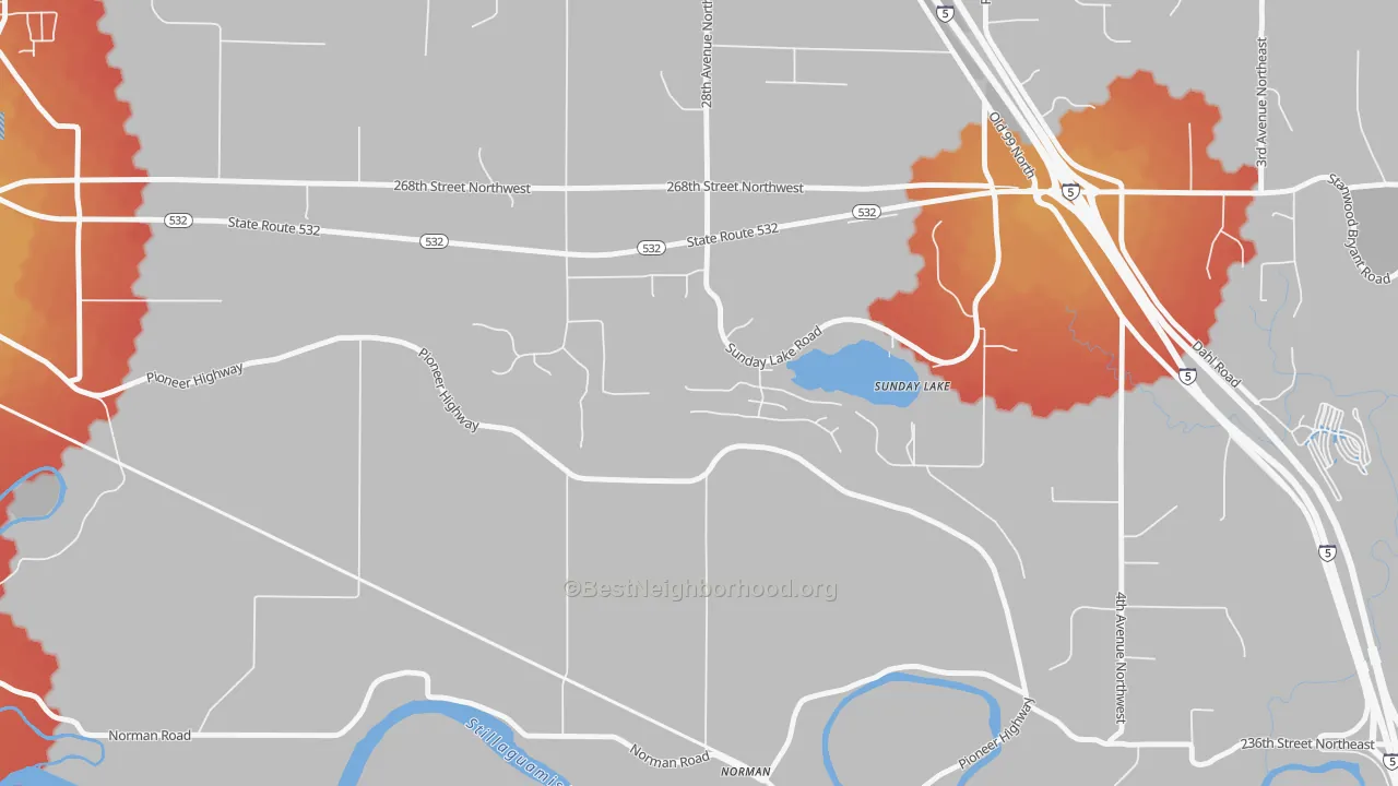 Transit Grade map of Sunday Lake, WA