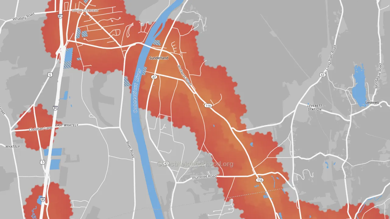 Transit Grade map of Sunderland, MA
