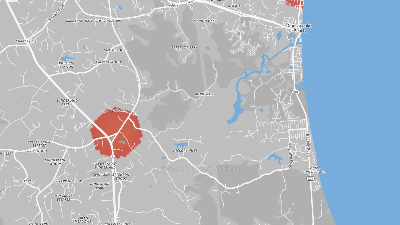 Transit Grade map of Sunderland, MD