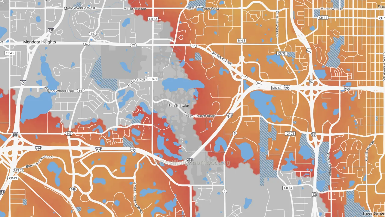 Transit Grade map of Sunfish Lake, MN