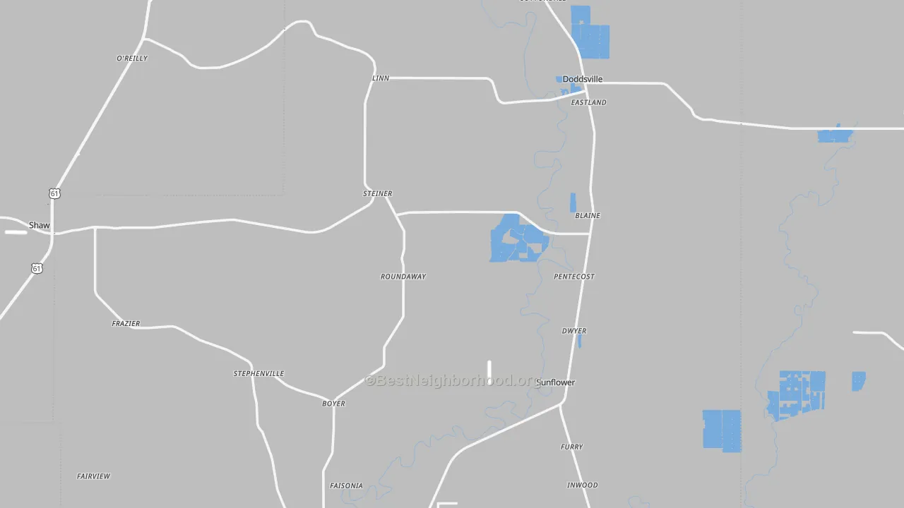 Transit Grade map of Sunflower County, MS