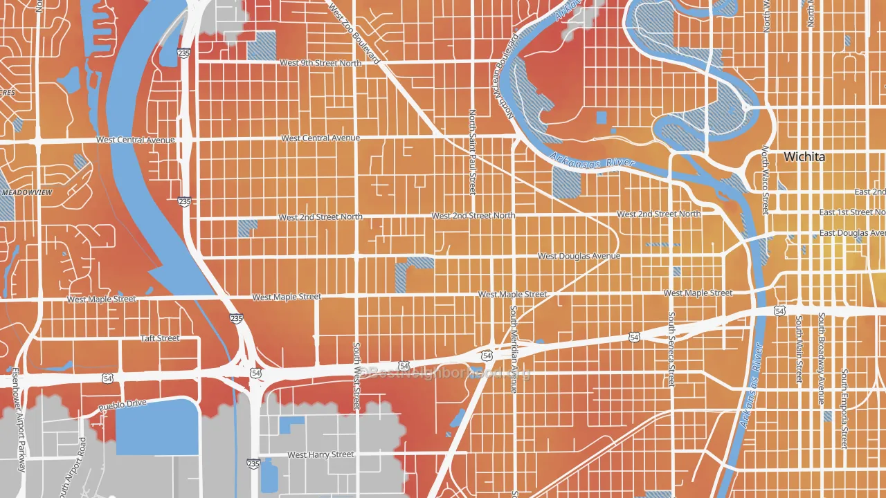 Transit Grade map of Sunflower, Wichita, KS