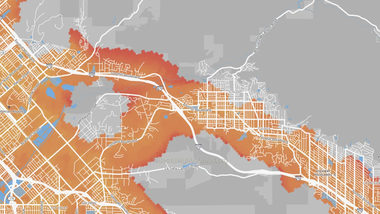 Transit Grade map of Sunland, CA