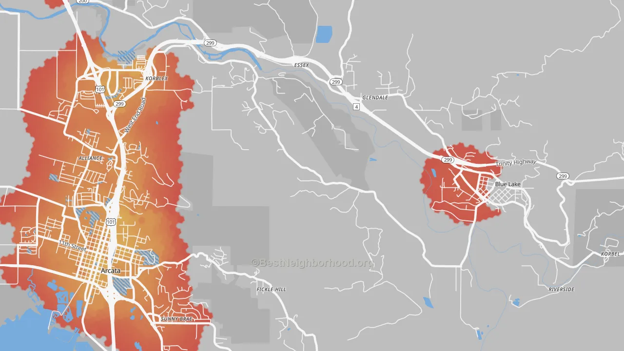 Transit Grade map of Sunny Brae, CA