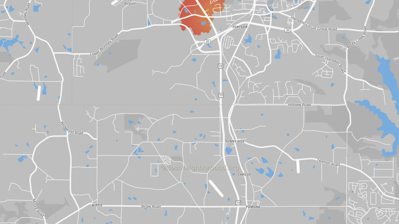 Transit Grade map of Sunny Side, GA