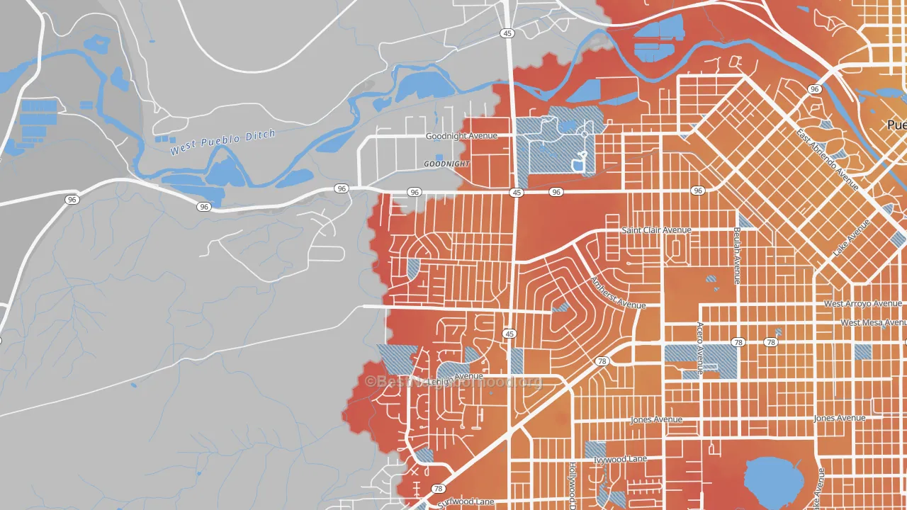 Transit Grade map of Sunnyheights, Pueblo, CO