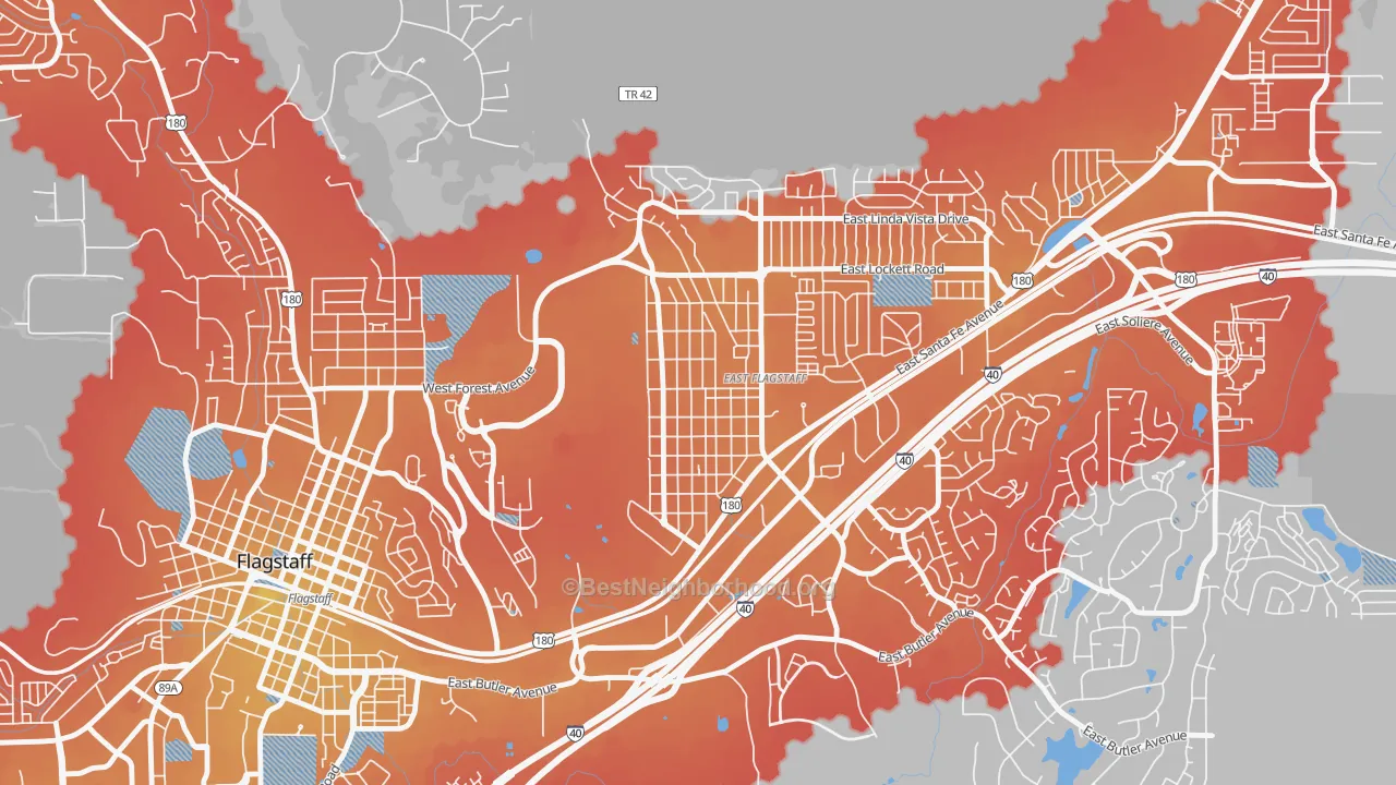 Transit Grade map of Sunnyside-Flagstaff, Flagstaff, AZ