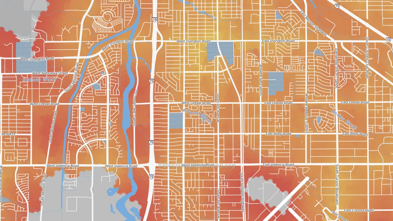 Transit Grade map of Sunnyside, Tucson, AZ