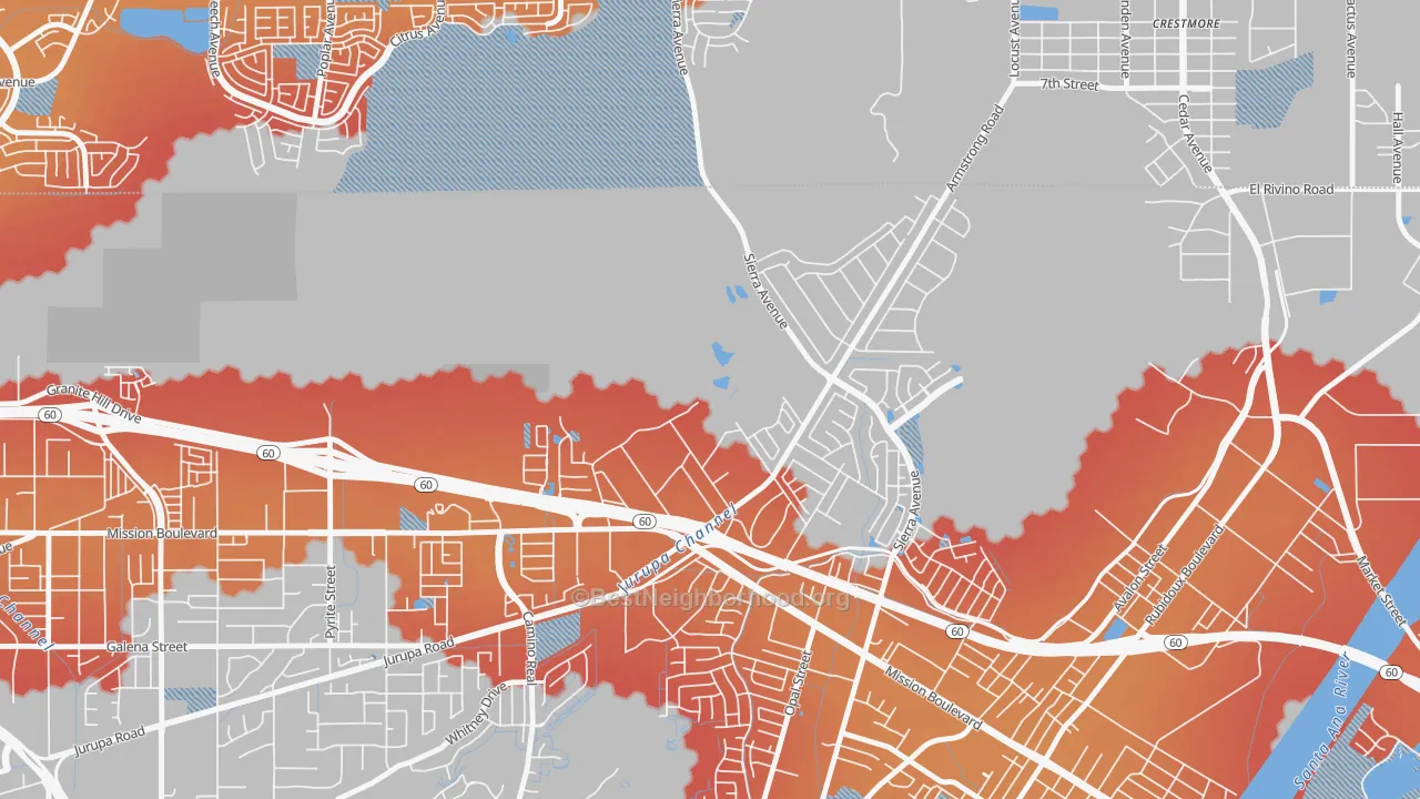 Transit Grade map of Sunnyslope, Riverside, CA