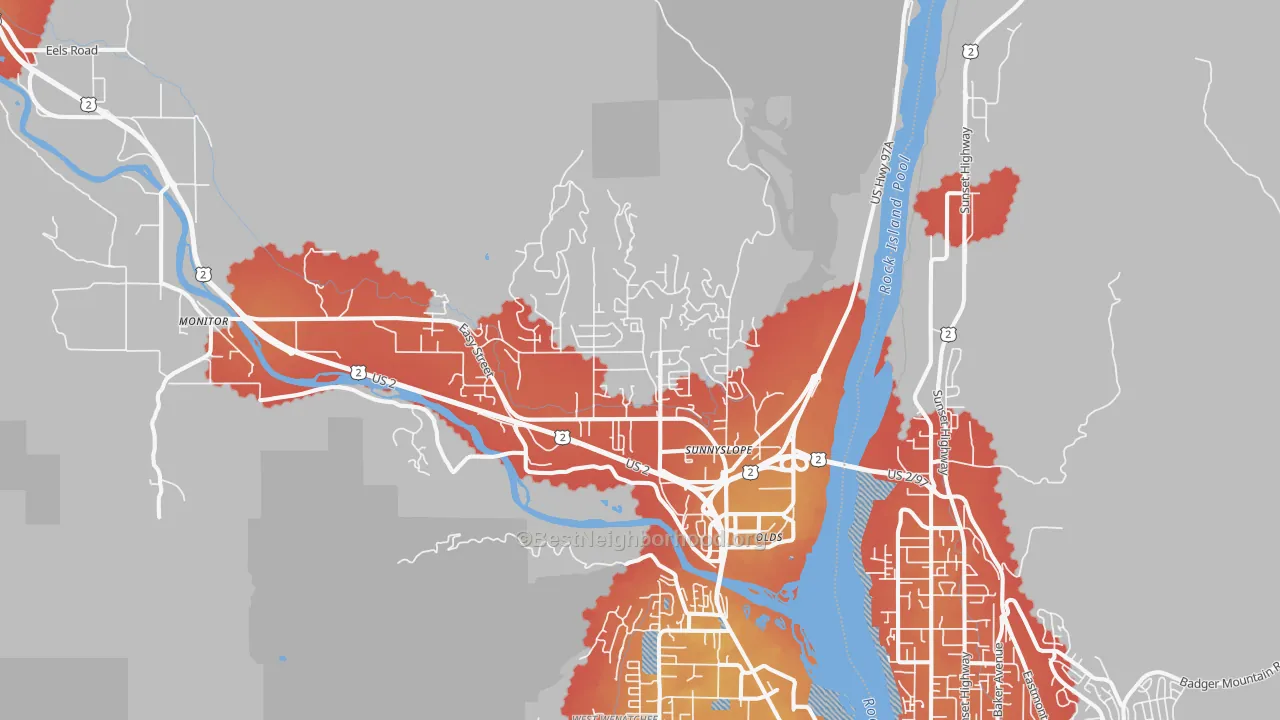 Transit Grade map of Sunnyslope, WA