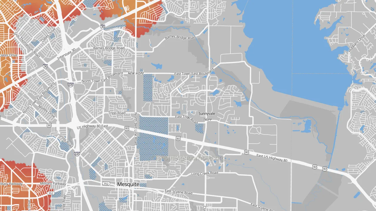 Transit Grade map of Sunnyvale, TX