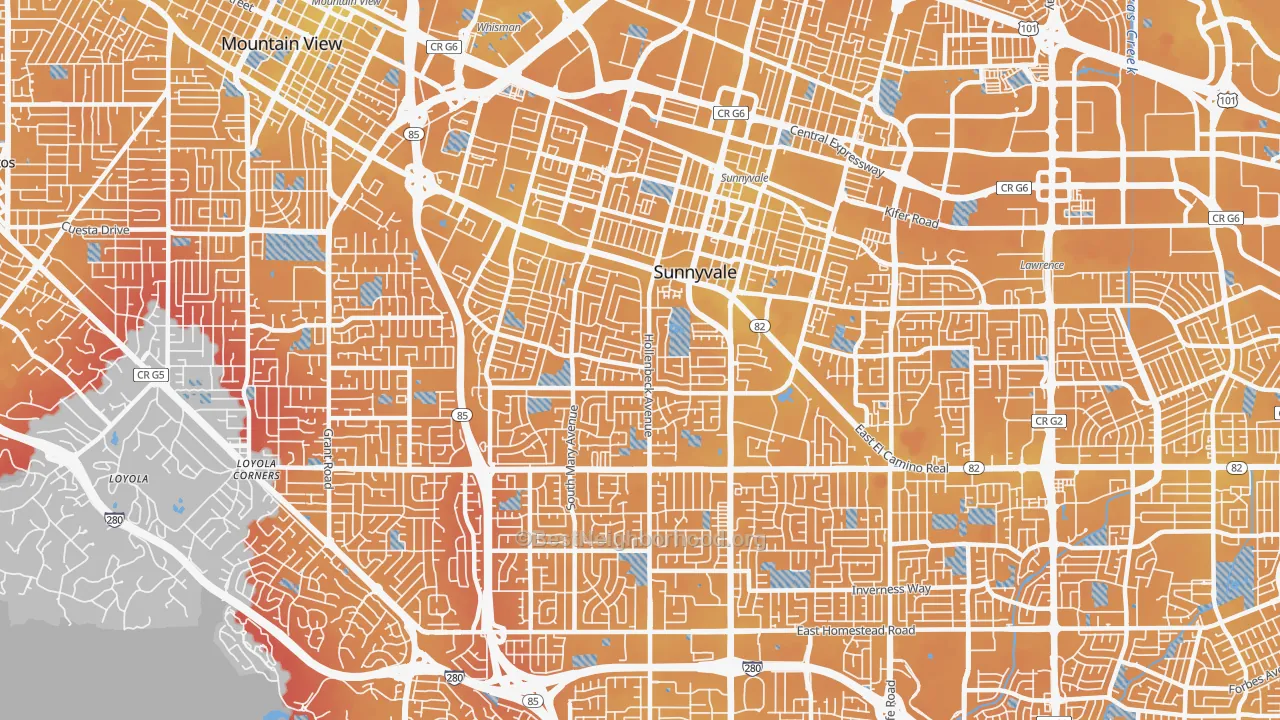Transit Grade map of Sunnyvale West, Sunnyvale, CA