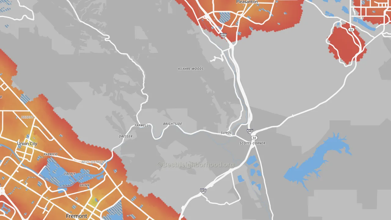 Transit Grade map of Sunol, CA