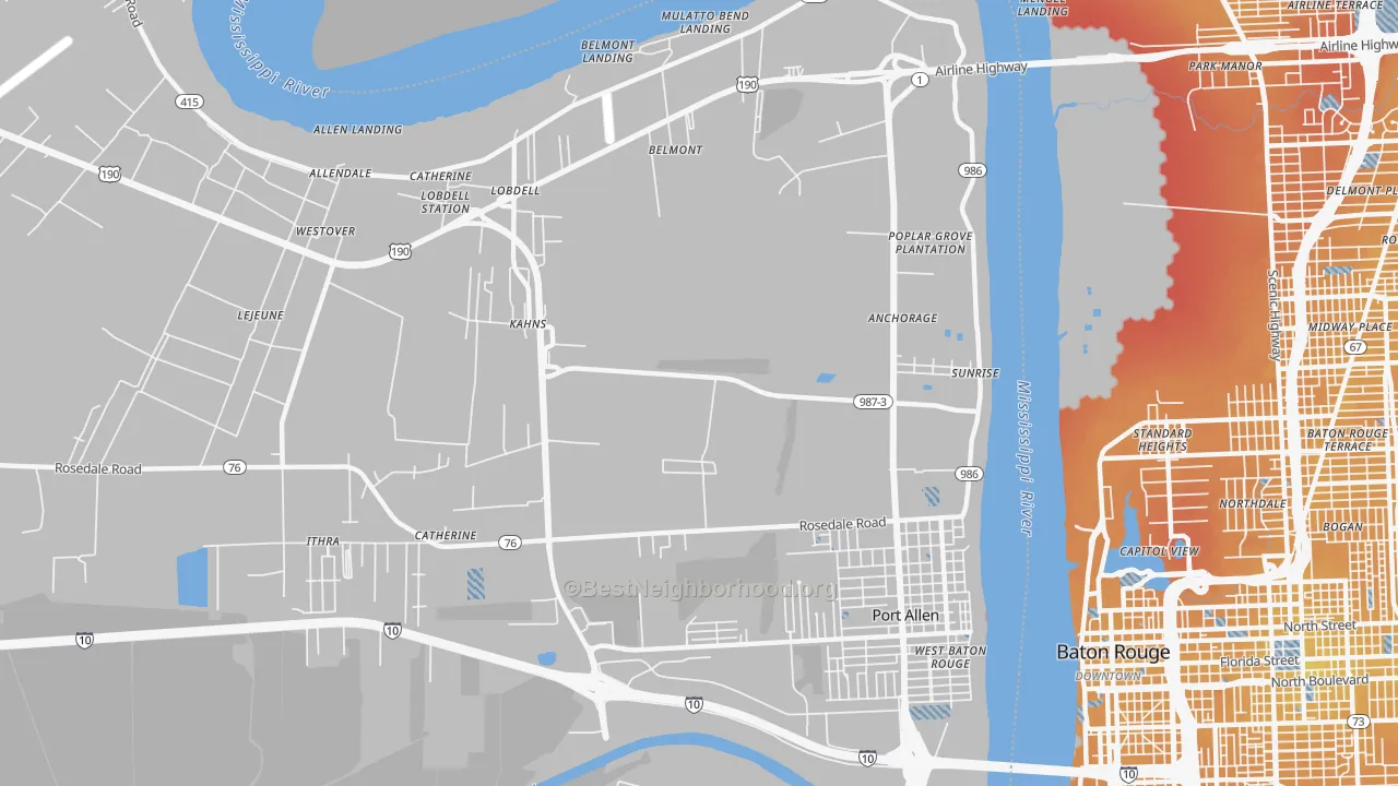 Transit Grade map of Sunrise, LA