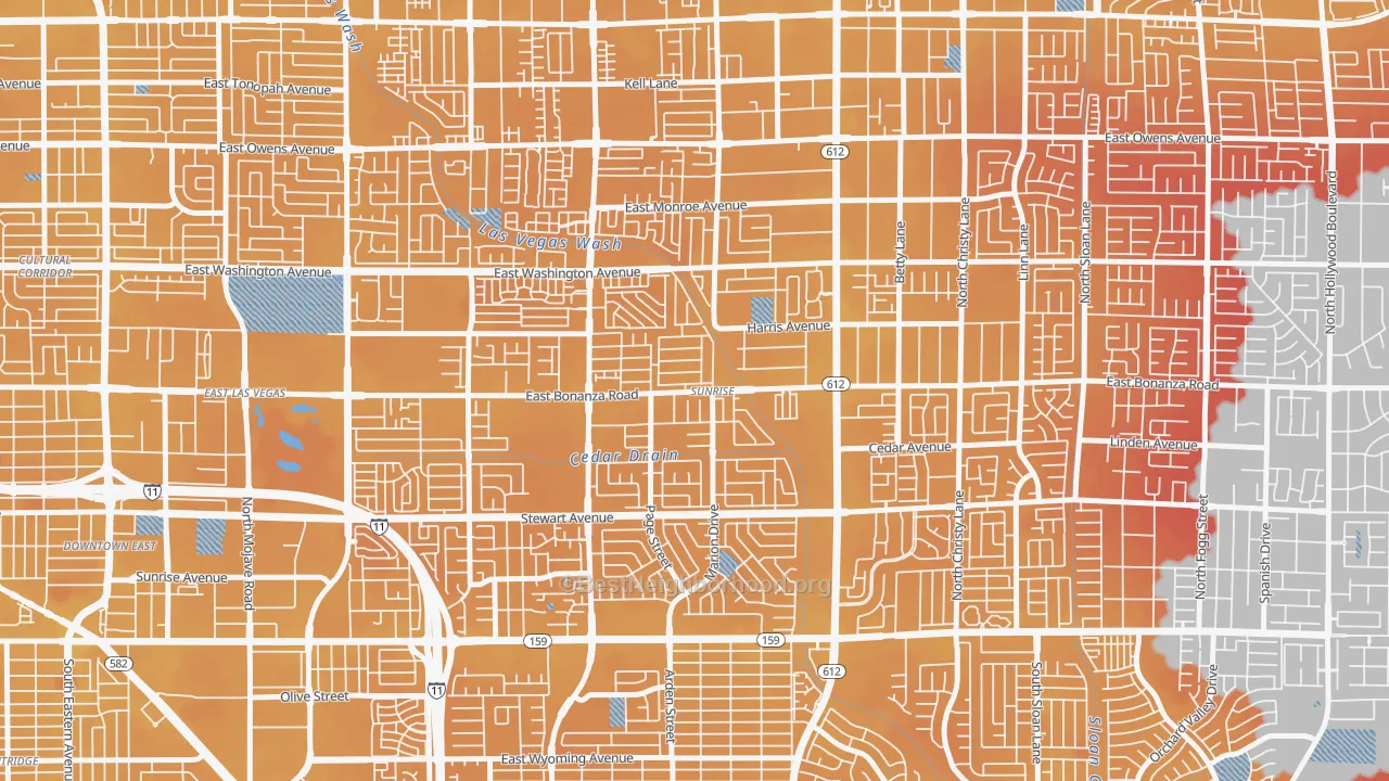 Transit Grade map of Sunrise, Las Vegas, NV