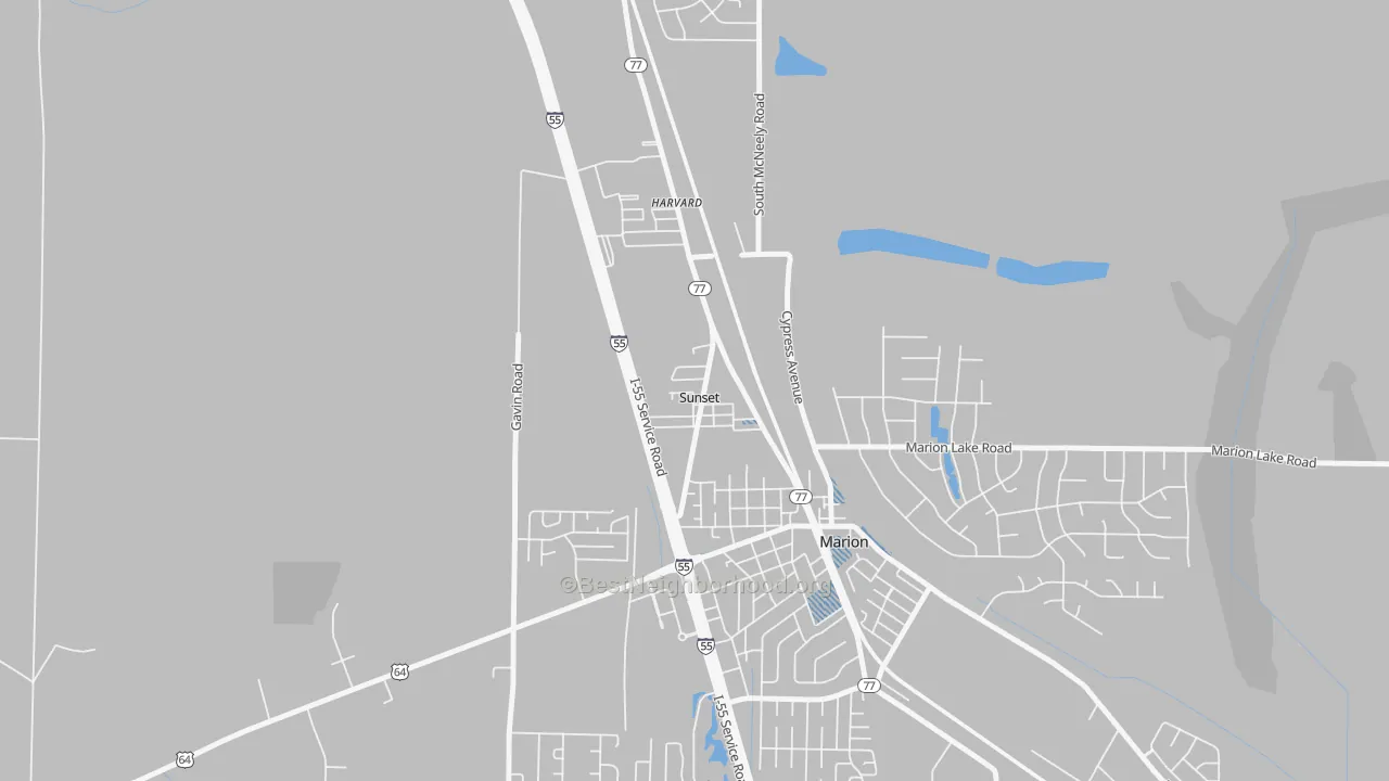 Transit Grade map of Sunset, AR