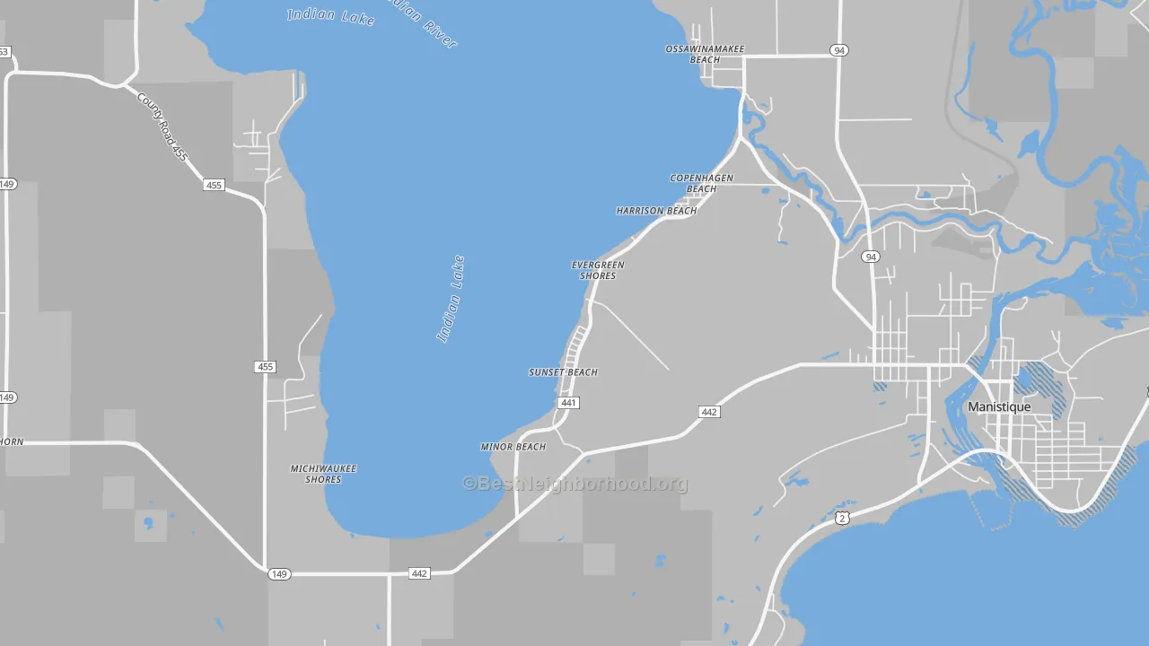 Transit Grade map of Sunset Beach, MI