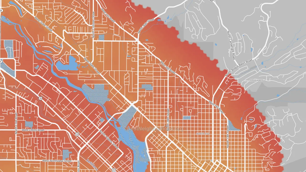 Transit Grade map of Sunset, Boise, ID