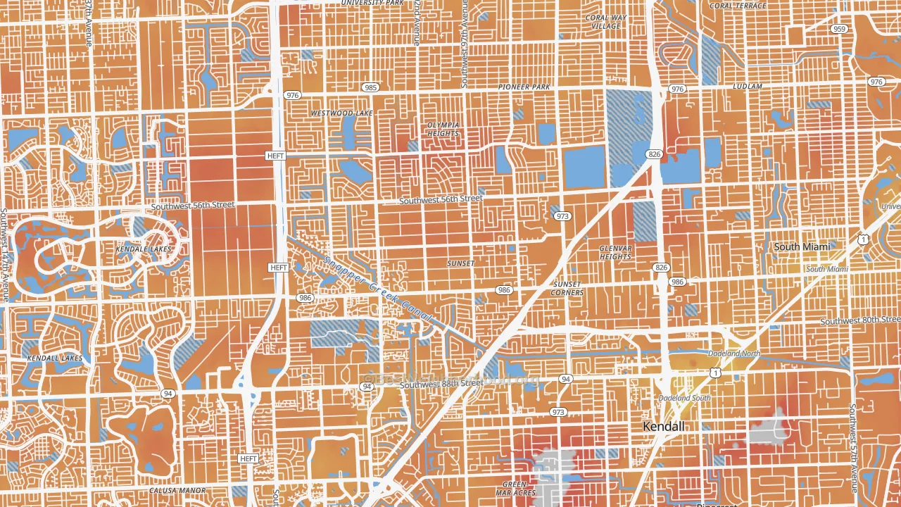 Transit Grade map of Sunset, FL