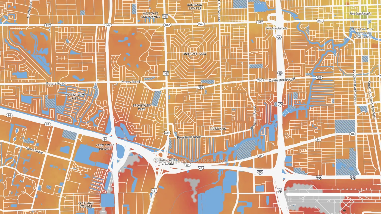 Transit Grade map of Sunset, Fort Lauderdale, FL