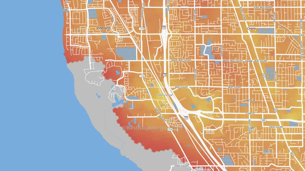Transit Grade map of Sunset Heights, Orem, UT