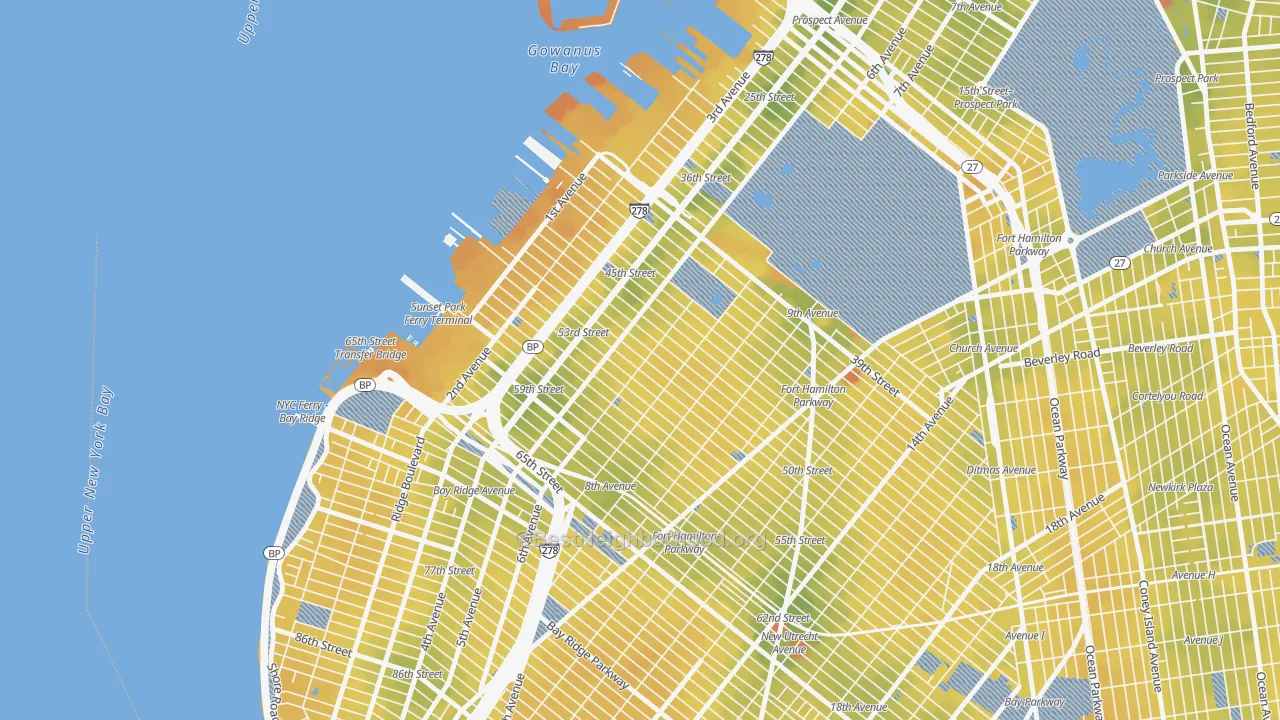 Transit Grade map of Sunset Park, Brooklyn, NY