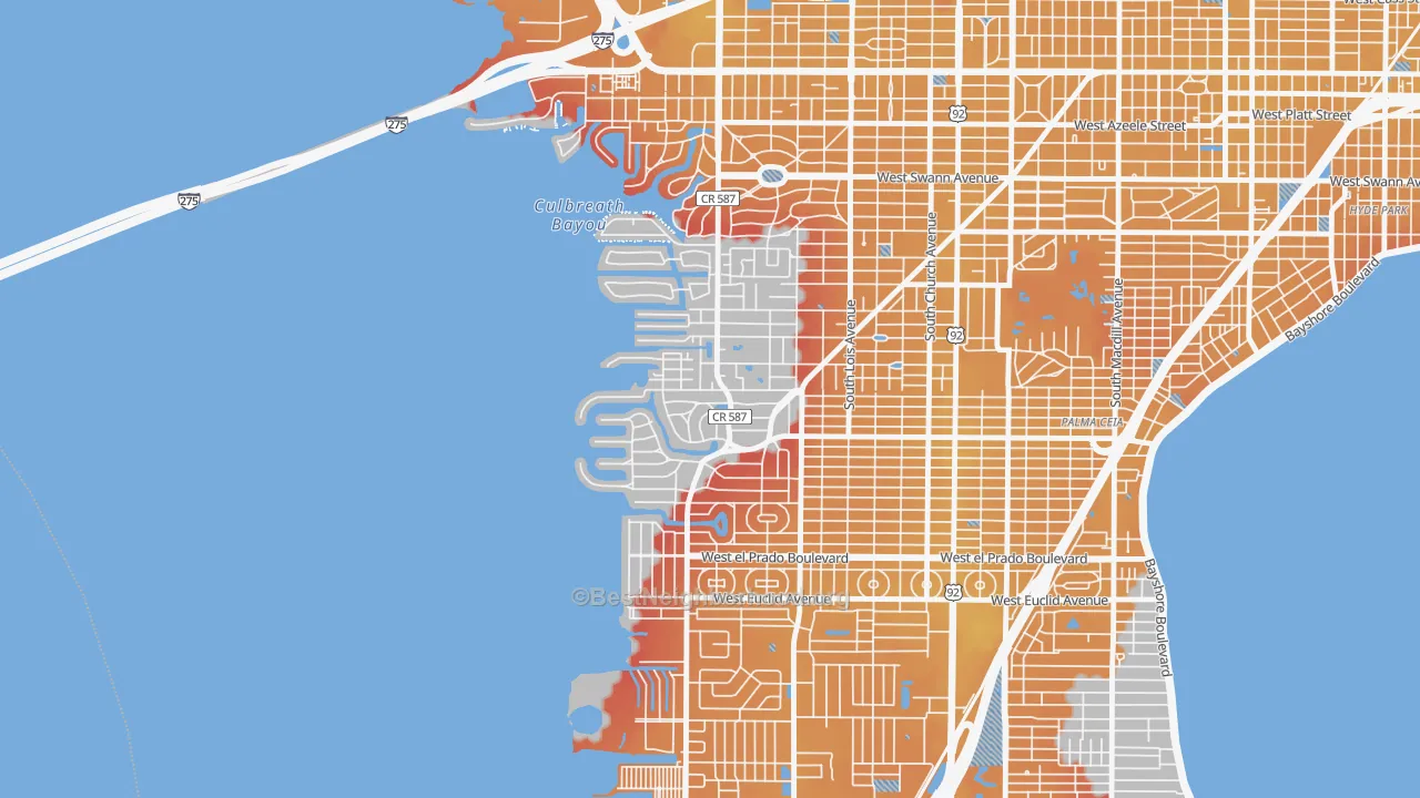 Transit Grade map of Sunset Park, Tampa, FL