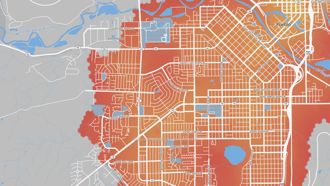 Transit Grade map of Sunset, Pueblo, CO