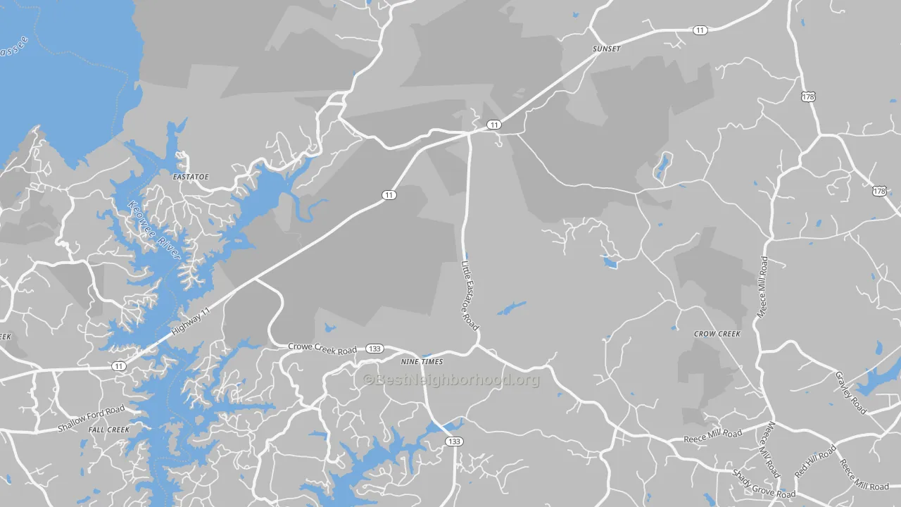 Transit Grade map of Sunset, SC