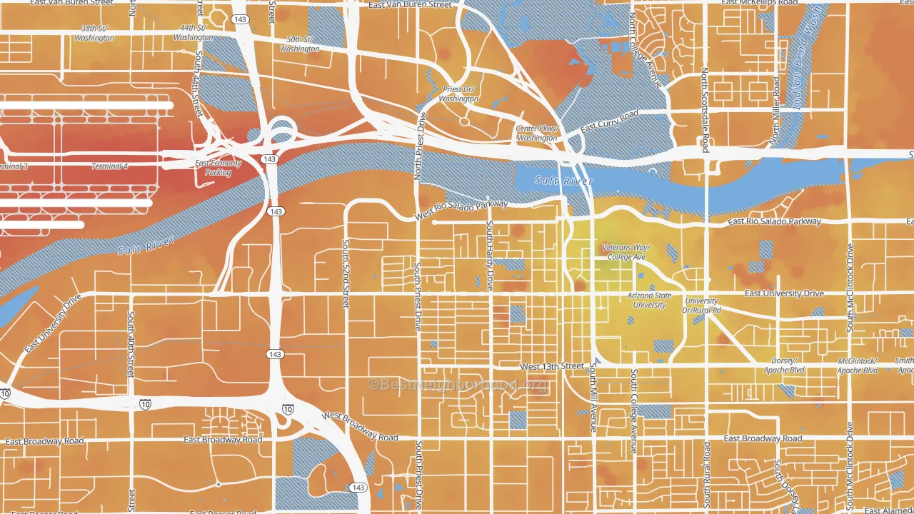 Transit Grade map of Sunset, Tempe, AZ