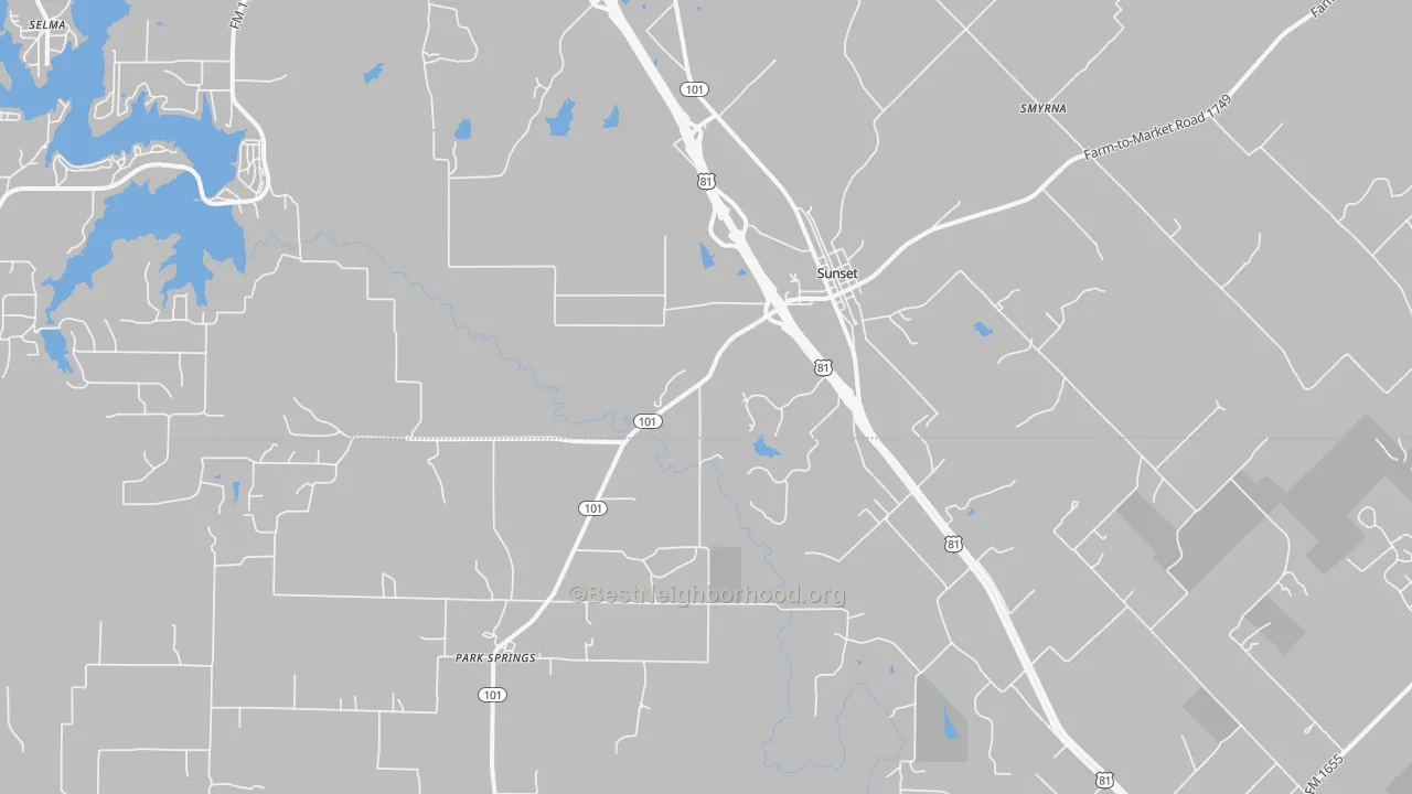 Transit Grade map of Sunset, TX