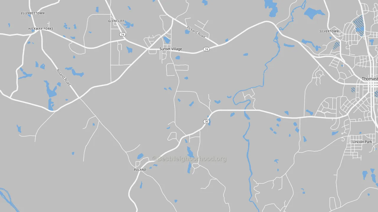 Transit Grade map of Sunset Village, GA