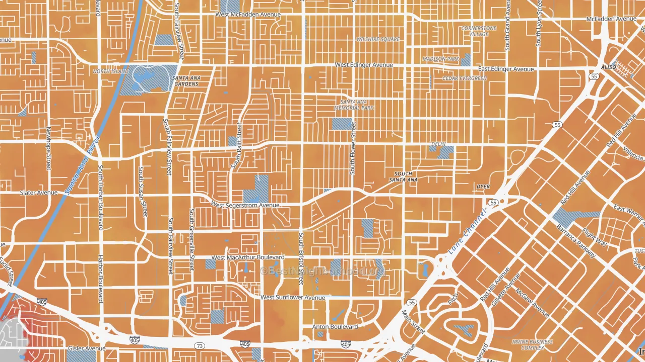 Transit Grade map of Sunwood Central, Santa Ana, CA