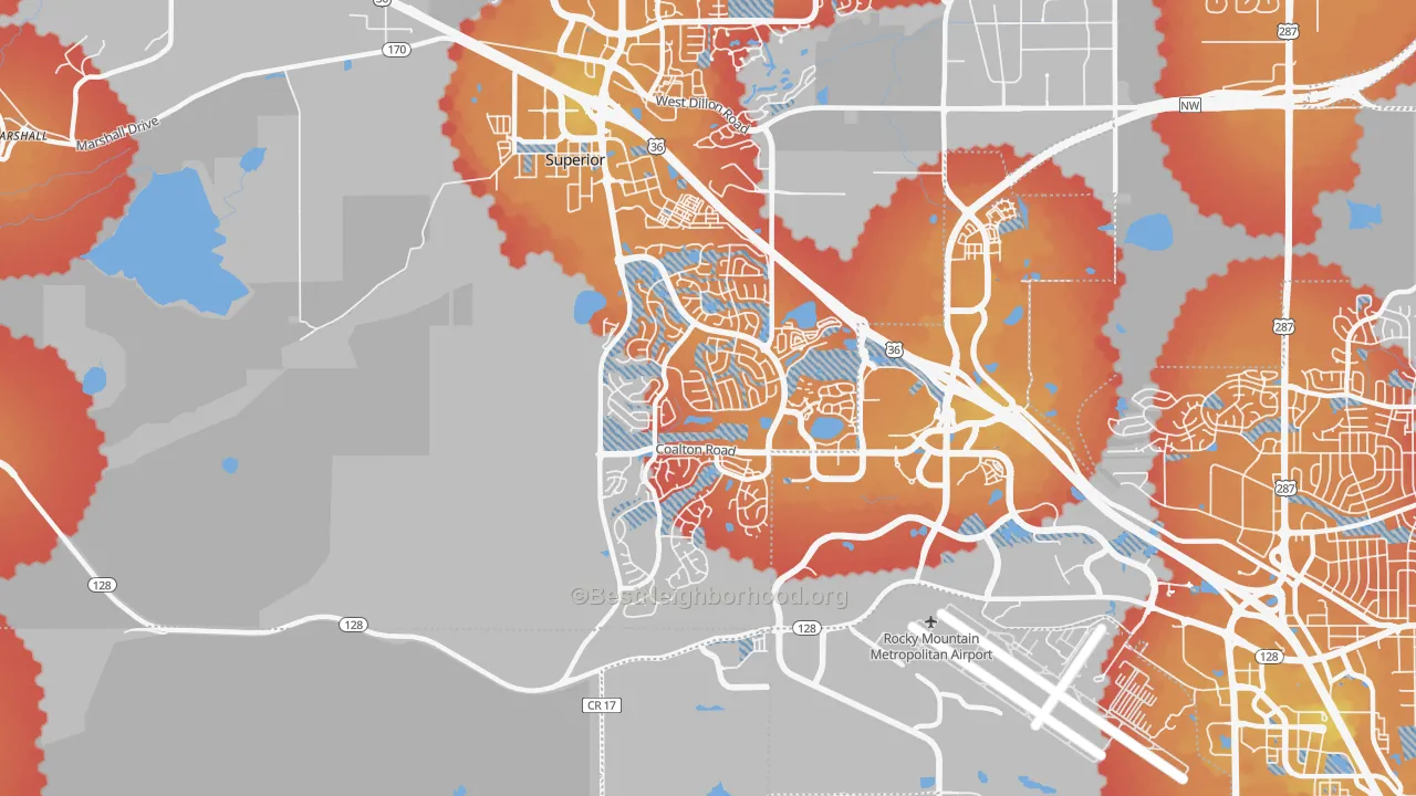 Transit Grade map of Superior, CO