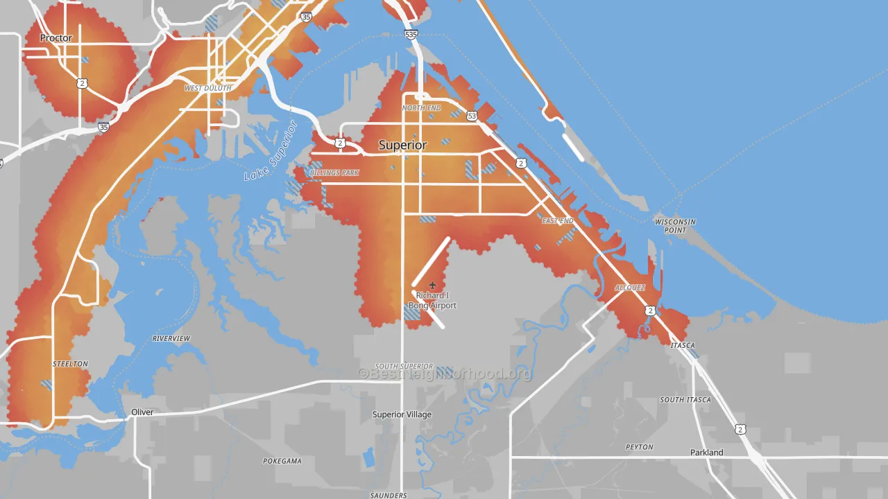 Transit Grade map of Superior, WI
