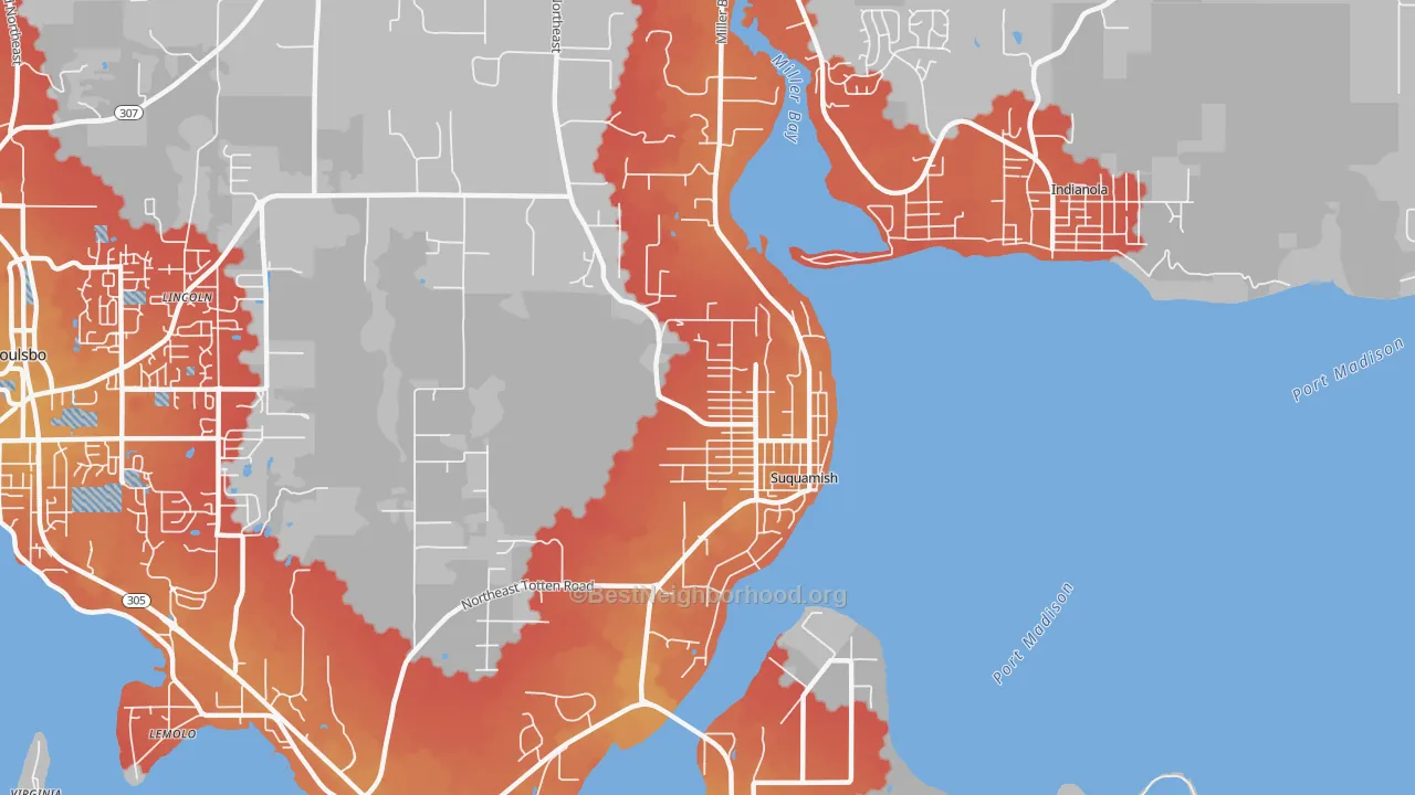 Transit Grade map of Suquamish, WA