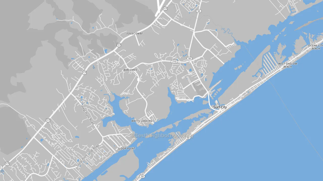 Transit Grade map of Surf City, NC