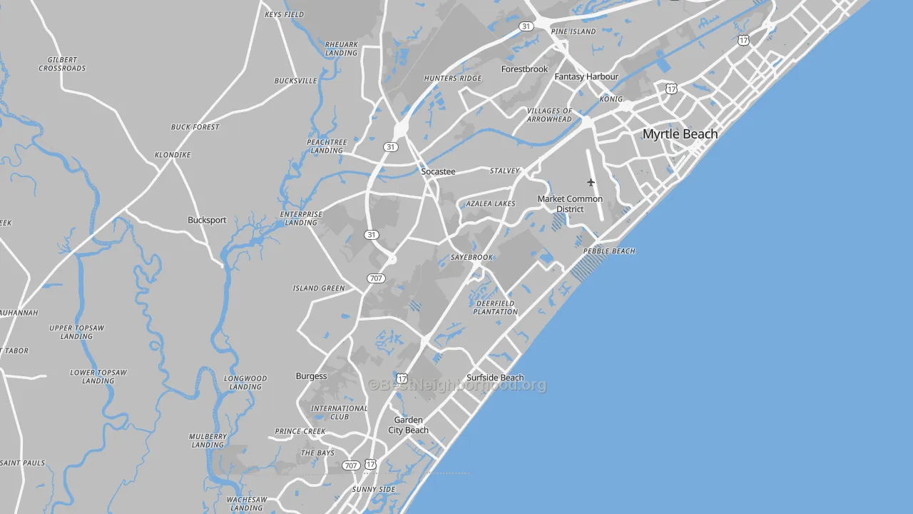 Transit Grade map of Surfside Beach, SC