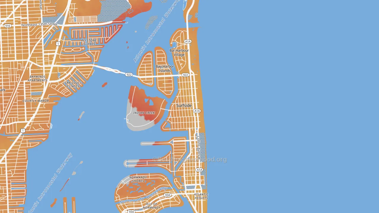 Transit Grade map of Surfside, FL